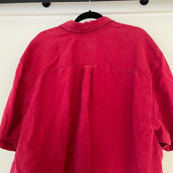 Eddie Bauer 100% Linen Red Button Down T Shirt Men's 3XL with Chest Pockets - Picture 5 of 9
